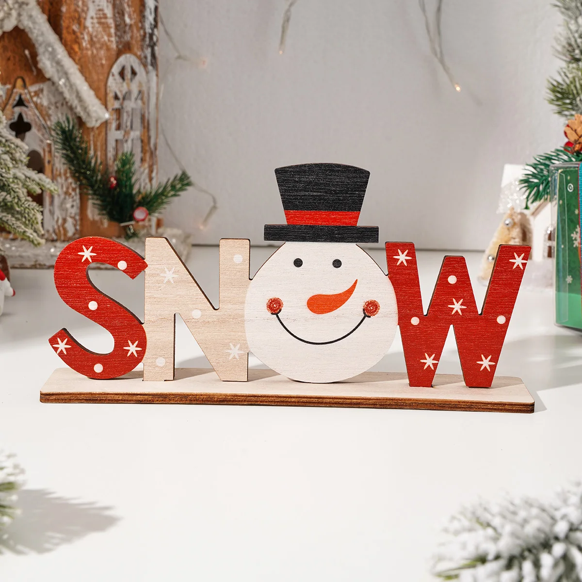 1PC, wooden Christmas letter decorative item, suitable for Christmas decorative items