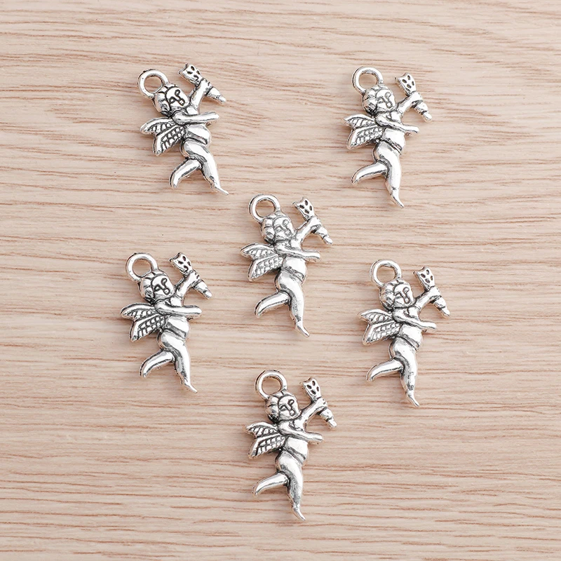 Tusember 20 Stück 23 x 14 mm Engel-Amor-Anhänger aus Legierung für Anhänger, Halsketten, Ohrringe, handgefertigter Schmuck, Zubehör für DIY-Handwerk