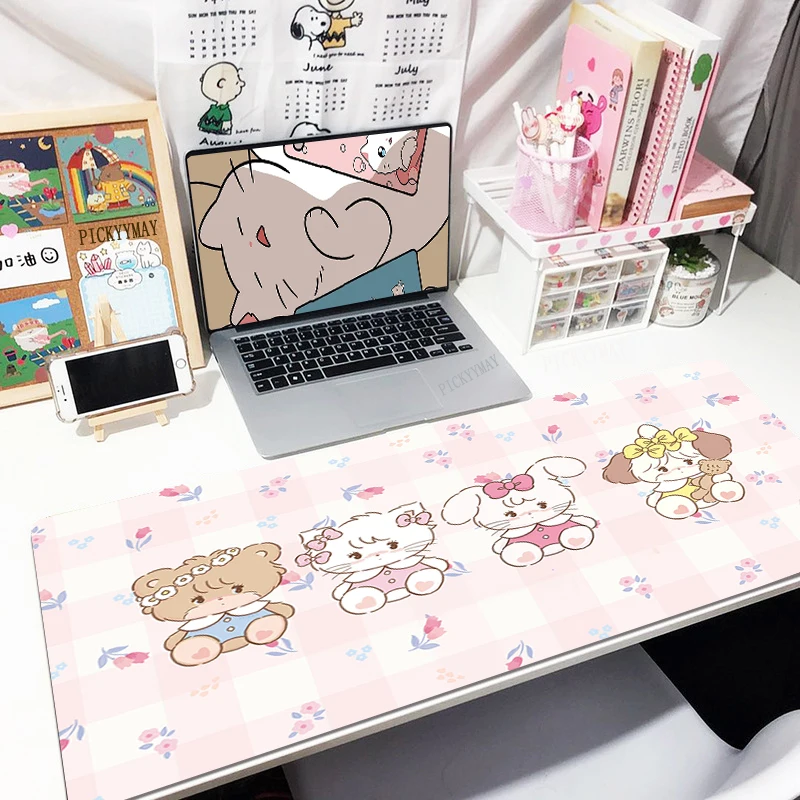 

Baby Pink Mouse Pads Gaming Mousepad Girl Office Mouse Mat Cute Keyboard Mats Desk Pad Mousepads XXL 90x40cm For Computer