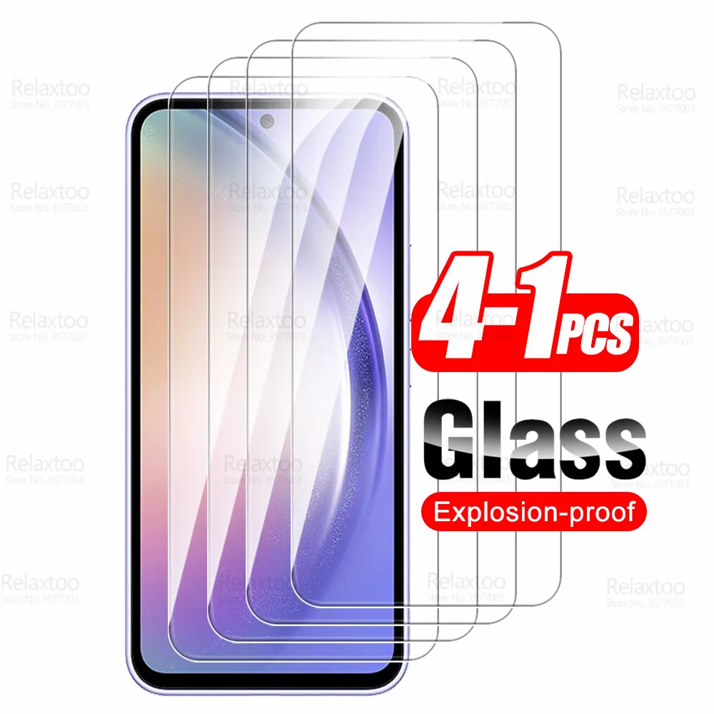 

1-4Pcs Full Cover Tempered Glass For Samsung Galaxy A54 5G A34 A14 A04 A04S A 54 34 14 04 S 04S Screen Protector Protective Film