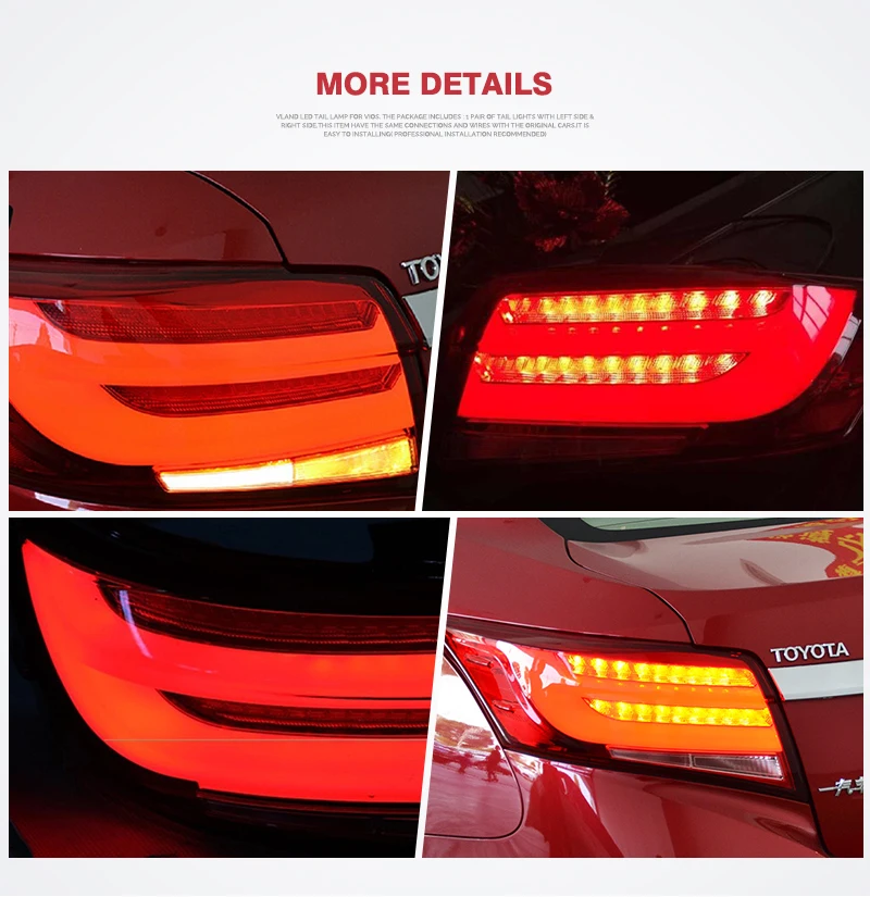 Manufacturer car accessories tail light 2014-up led tail lamp for toyota vios