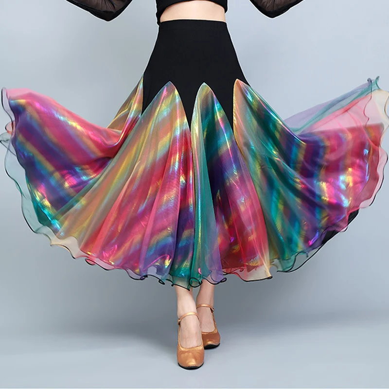 

Юбка для бальных танцев X264, юбка для бальных танцев для девочек, юбка для вальса, танго, длинные юбки для латиноамериканских танцев, женский черный костюм для бальных танцев