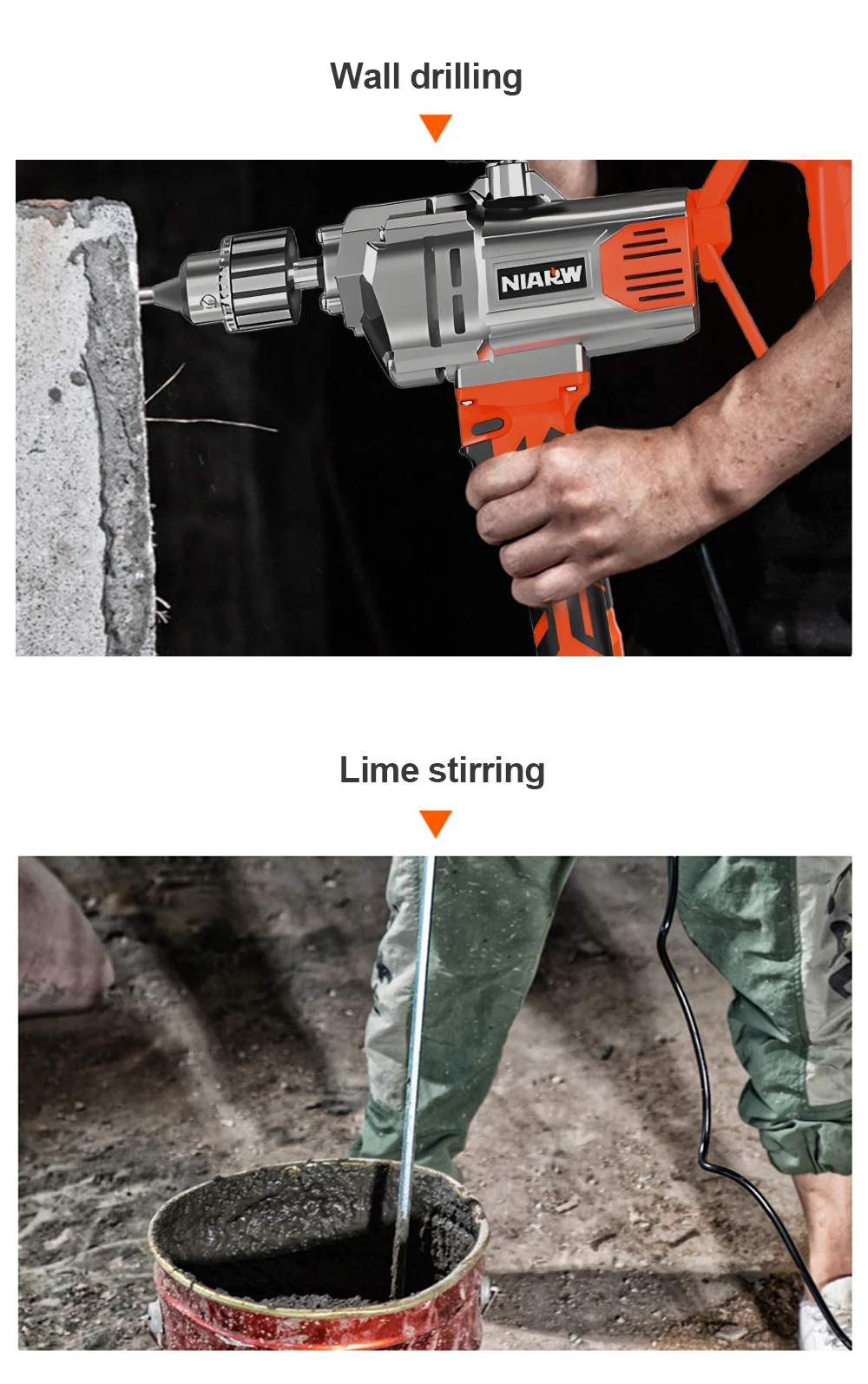 Handheld Mixing Drill Multi-Functional Mortar Mixer Putty Mixing Electric Drill