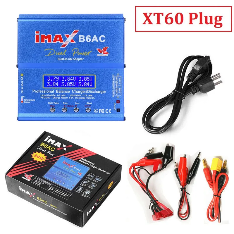 80W iMAX B6 AC 2.0 RC Battery Balance Charger B6AC 2.0 7A For LiHv Lipo nimh Li-ion ni-cd Digital LCD Digital Screen Charger lipo battery charger,drone battery charger