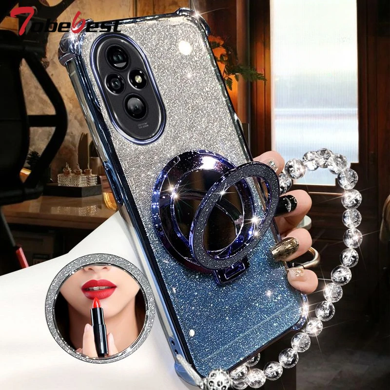Funda para teléfono con soporte Magsafe con revestimiento de cristal brillante a prueba de golpes para Huawei Honor 200 100 90 80 70 60 Pro_voghion.com
