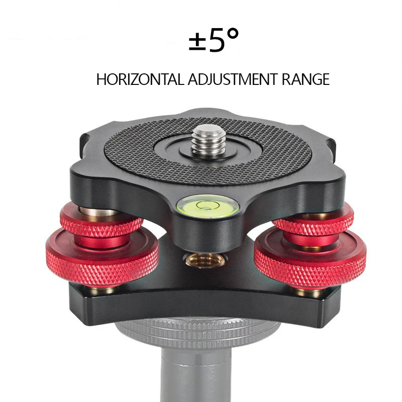 Camera Leveler LP‑64 Camera Tripod Ball Head Leveling Base Aluminum Triple Wheel Leveler Bubble Level Tripod Head Leveling Base