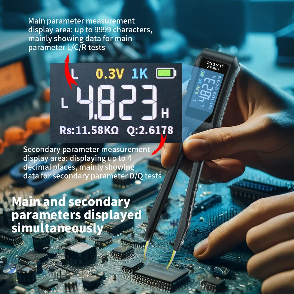 ZOYI ZT-MD1 Intelligent tweezers LCR digital bridge tester, automatic measurement of resistance, capacitance and inductance 6