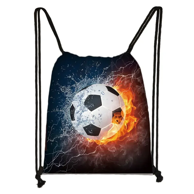 Cool Footbally / Soccerly Print Drawstring Bag Men Fashion Storage Bag Teenager Boy Casual Backpack Travel Bags Bookbag Gift 2