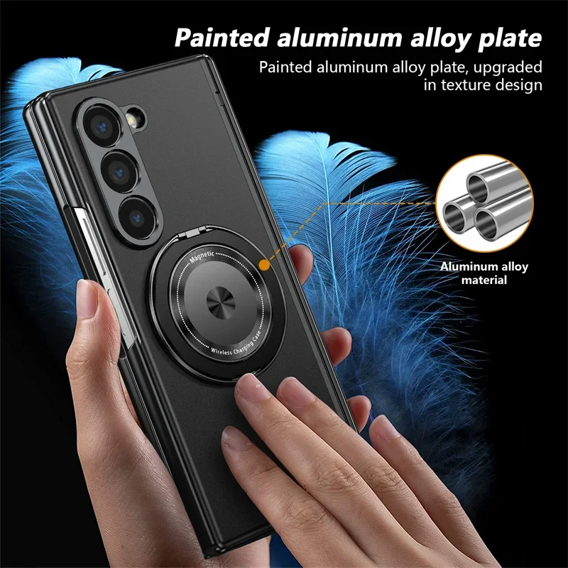 Premium Rotating Magnetic Car Holder Phone Case with Hinge Protection and Metal Alloy Back Cover