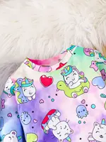 2-Piece Autumn Baby Girl Cartoon Comfortable Simple Cute Long Sleeve Trousers Loose Pajamas Set Unicorn Full Print Pattern 3