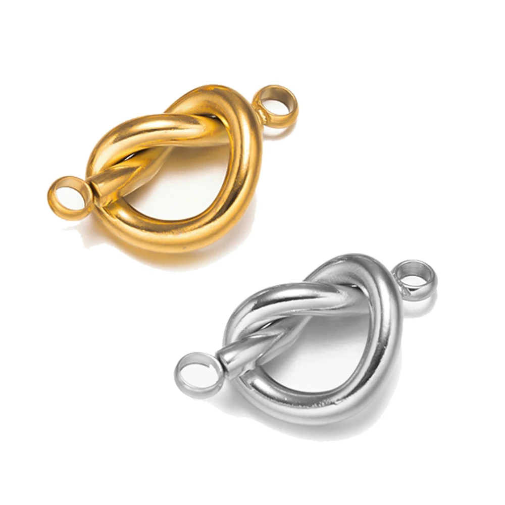 2 stücke Edelstahl Gold Bogen Herz Charme Link Doppels chleife Liebe Herz Anhänger Stecker für DIY Armband Halskette Schmuck herstellung – Detail 1