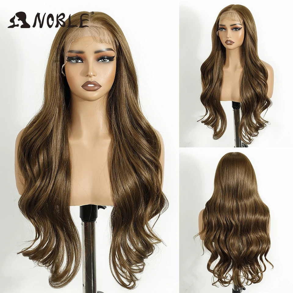 Noble 13X6 Lace Body Wave HD Transparent Ombre Blonde Highlight Wigs 26 Inch Baby Hair Lace Frontal Wig Wave Lace Wig For Women