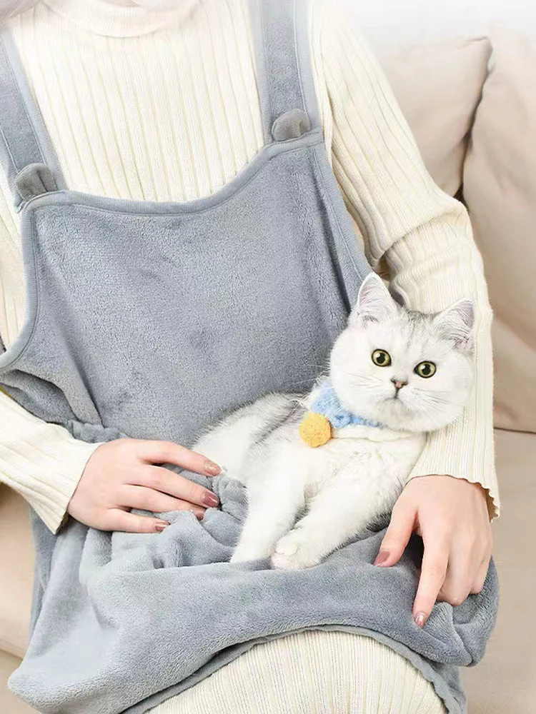 Pet Hanging Carrier Apron Plush Puppy Comfort Sleep Bag Transport Chest Pockets PortableOutdoor Travel Pouch for Small Cats Dog