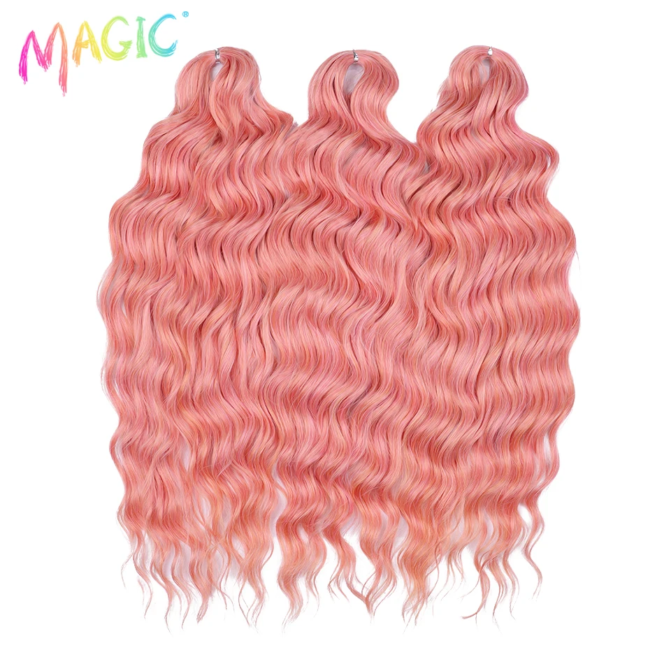 Magic Hair Synthetische lose tiefe Welle Flechten Haarverlängerungen 24 Zoll Wasserwelle Zopfhaar Ombre Blonde Twist Crochet Curly Hai – Detail 16
