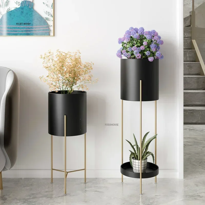 floor minimalist plant stand indoor iron flower pot rack living room ... - Adjustable Minimalist Plant Stands
