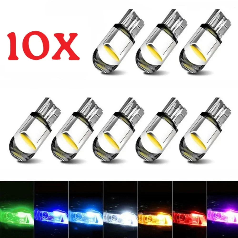 

10/2pcs Led T10 Car Light Glass 6000K White Auto Automobiles License Plate Lamp Dome Read DRL Bulb Style 12V Universal
