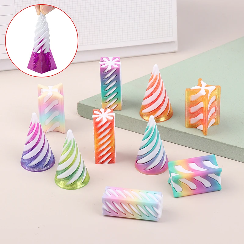 Spiral Cone Decompression Toy 1 Piece 3D Printed Pyramid Impossible Pass-through Sculpture Square Pillar Helix Screw fidget toy set fidget toys decompression tool toy fingertip stress relief toy fidget toy fingertip decompression toy