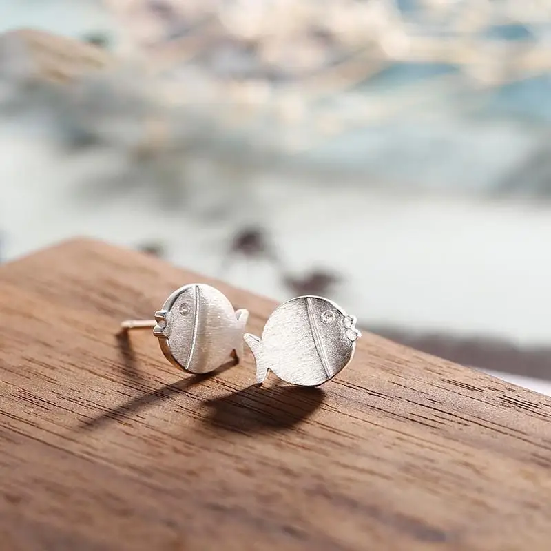 

925 Sterling Silver Fish ​​​Stud Earrings For Woman Piercing Wedding Luxury Elegant Jewelry 2024 Trend Jewellery Argent 925
