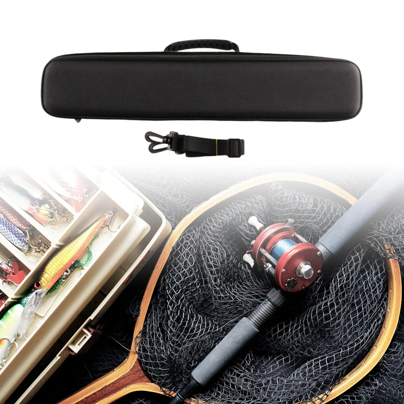 Fishing Storage Bag with Adjustable Shoulder Strap Protective Case Storage Case Fishing Rod Bag for Telescopic Fishing Rod Lures