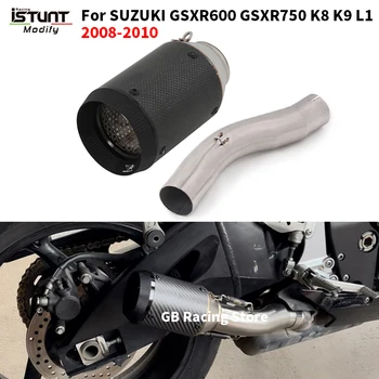 Slip On For SUZUKI GSXR 600 750 GSXR600 GSXR750 K8 K9 L1 2008-2010 Motorcycle Exhaust Escape Link Pipe With Carbon Fiber Muffler