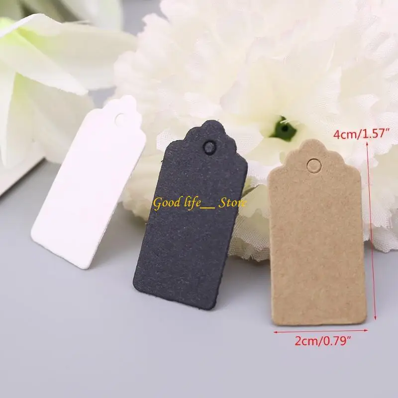 85dB 100pcs 빈티지 크래프트 종이 선물 행 태그 보석 가격 라벨 크래프트 장식 2x4cm