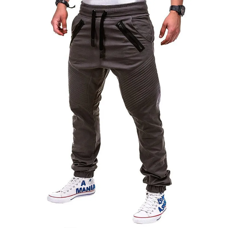 KPOP Fashion Style Harajuku Slim Fit Trousers Loose All Match Cotton Solid Casual Pants Pockets Elasticity Sport Baggy Pants