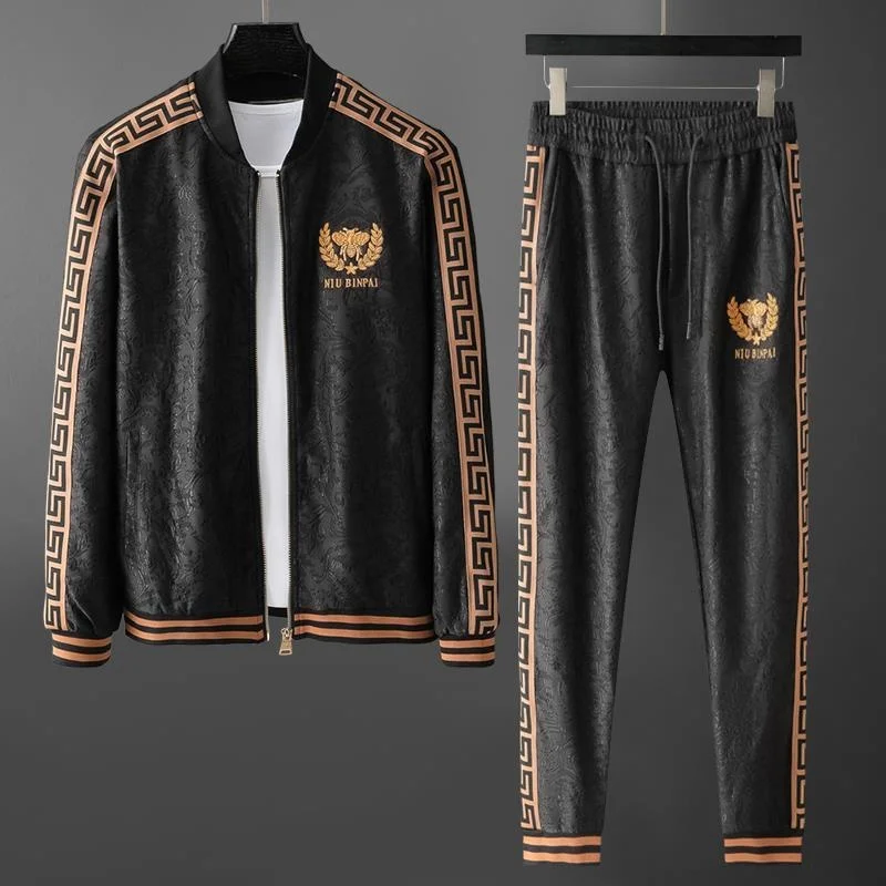 

Luxury brand Embroidery Bee Suit Men's Jacquard Handsome Casual Sports Korean Fashion Pair with Two Piece Jacket