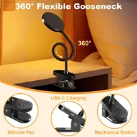 3.5in LED Clip Light Desk Lamp USB Rechargeable Cordless 1800mAh Battery 23 LEDs 3 Colors 3000K-6000K 10 Levels Dimmable Flexible Gooseneck Sturdy Clamp Wide Beam 120° High  130lm Eye Care Reading Light for Office Study Bedroom Dorm Workbench Studio 4