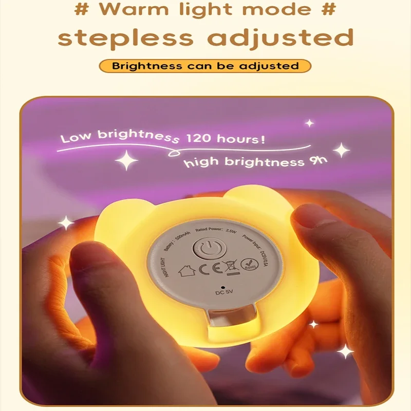 Capybara Cute Night Light, Squishy Lamp Xmas Gifts Toys, Rechargeable LED Dimmable Silicone Nightlight for Kids