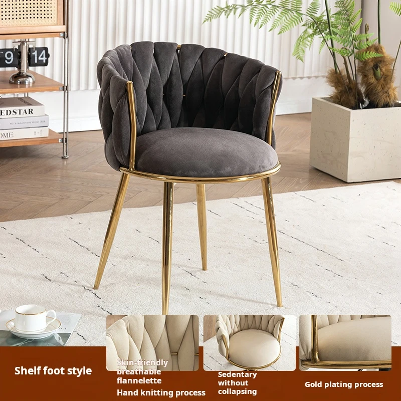 Woonkamer Fluwelen Fauteuil Met Modieus Ontwerp, Koffiestoel, Slaapkamer Make-Up Stoel, Rugleuning Lift, Glijdende Nageldecoratie