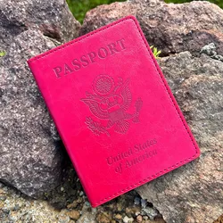 Elegant Pink Personalized Passport Holder - Stylish Travel Essentials Case (Brown)