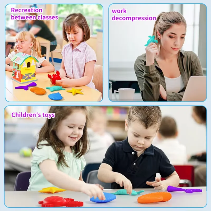 Children Worry Stones Fidget Toys Set Autism Kid Calming Sensory Toy ADHD Teens Anxiety Stress Relief Toy Adults Anxiety Relief