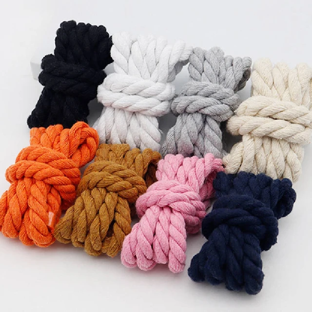 1Pair 120cm Three Strand Cotton Rope Colored Thick String Shoelace 0.8cm  Wide Circular Running Sneakers Shoelace - AliExpress