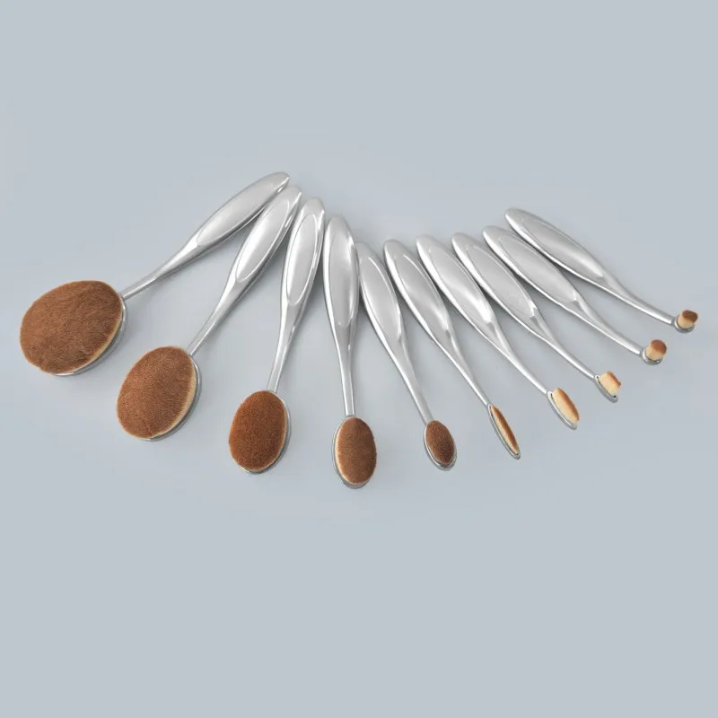 10-PCS Oval-Shaped Makeup Brush Set