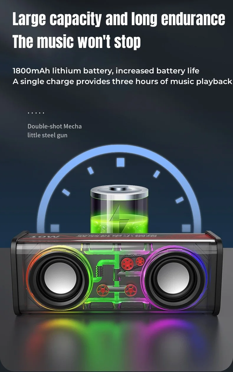 V8 Transparent Mecha Bluetooth Speaker description image 8