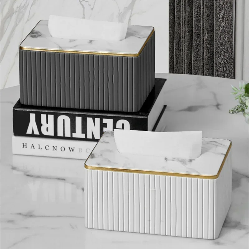 Leather Tissue Storage Box Marbling Paper Drawer Korean Creative Vertical Pattern Tissue Box Car Home Hotel Storage Supplies 2