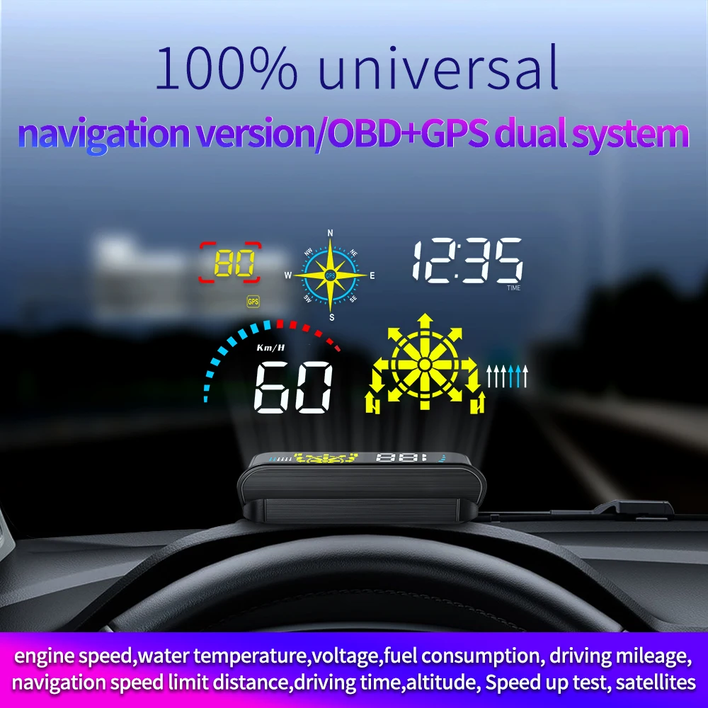 Display Head-up per Auto da 5,5 Pollici con Luminosità Automatica Q10, Strumento Diagnostico Auto, Nuovo HUD con Navigazione OBD+GPS e App Mobile - immagine 3