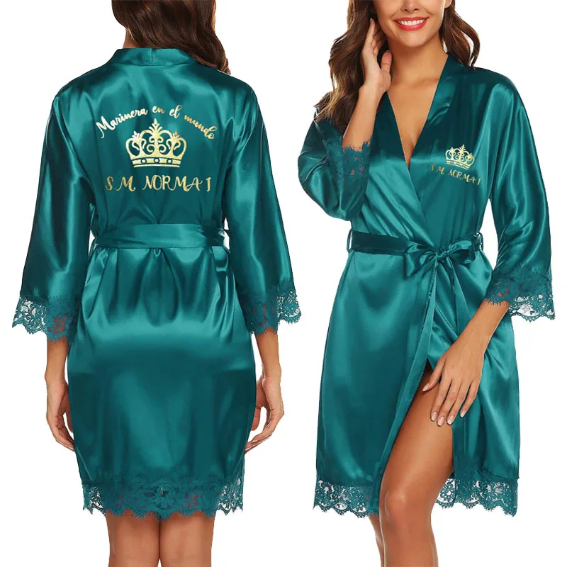 

27 Colors Custom Logo Text Stain Kimono Robe Bride To Be Maid Of Honor Bridesmaid Gifts Personalized Wedding Party Proposal