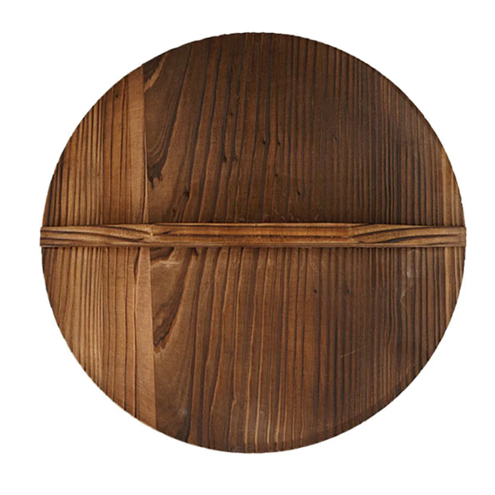 

Doitool Anti Spillover Pot Cover Wood Wok Lid Cover Cast Iron Wok Natural Wood Pot Lid Pan