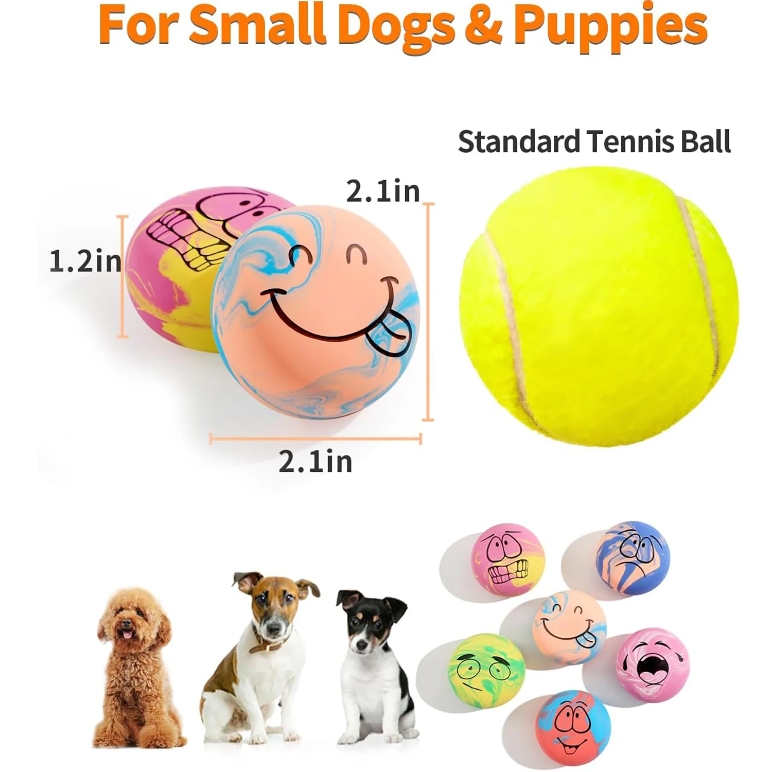 SCGK 6PCS Dog Toys Squeaker Latex Bouncy Ball Squeaky Rubber Dog Toy for Dog Small Dogs Interactive Pet Supplies Dog Accessories 6