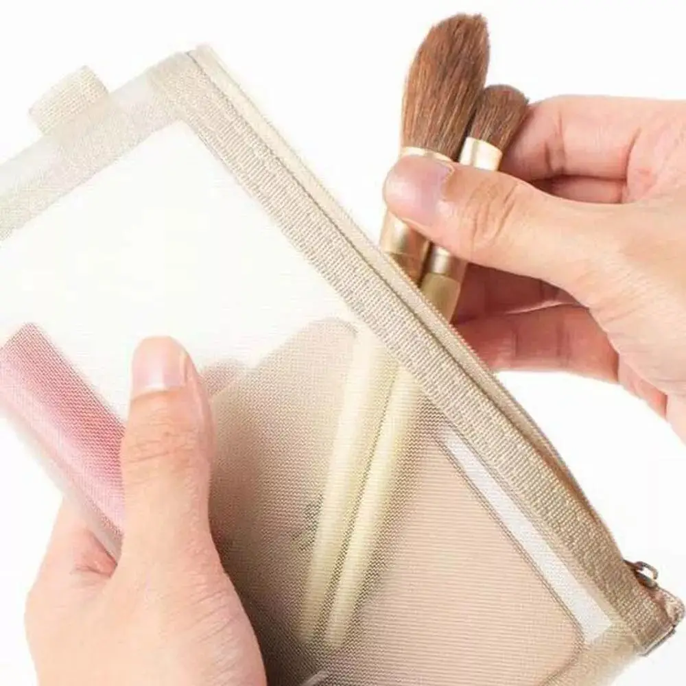 New Coin Purse Makeup Case Large Capacity Mesh Transparent Cosmetic Brush Bag 2