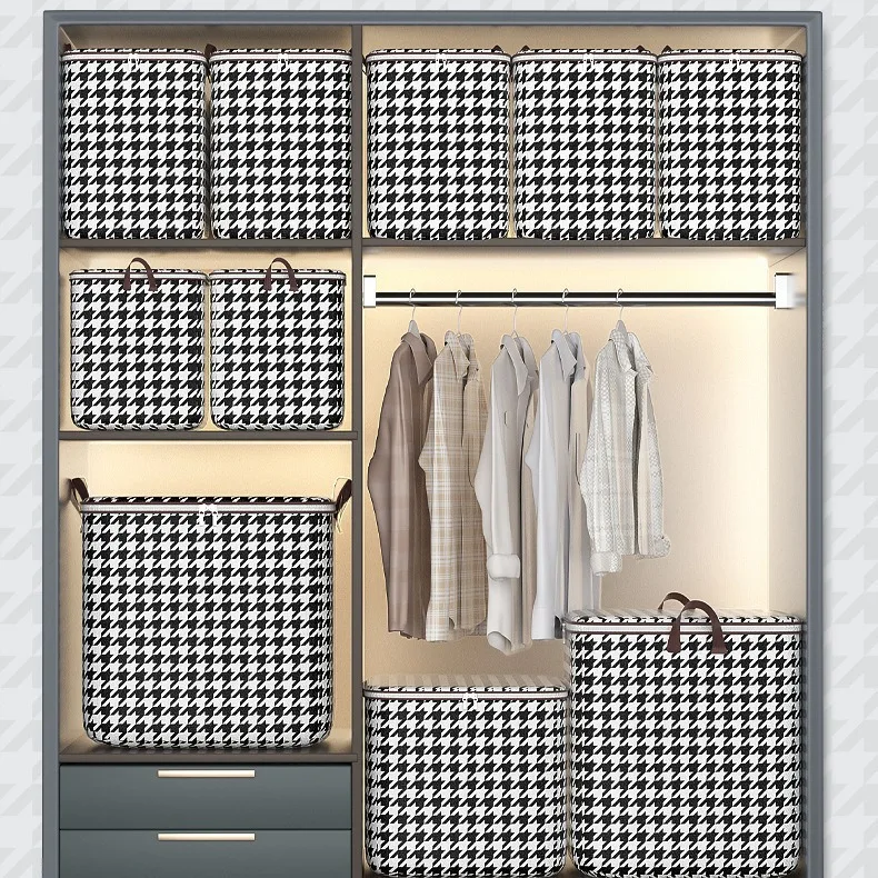 Description Picture 4 of item1Pcs Foldable Clothes Organizer Clothes Storage Bags Large Capacity Quilt Moving Box Tote Bag Dustproof Clothing Wardrobe Home