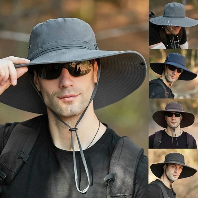 Waterproof Bucket Hat For Male Summer Anti UV Sun Hats Outdoor Men Hiking Fishing  Caps Long Wide Brim Panama Beach Hat - AliExpress