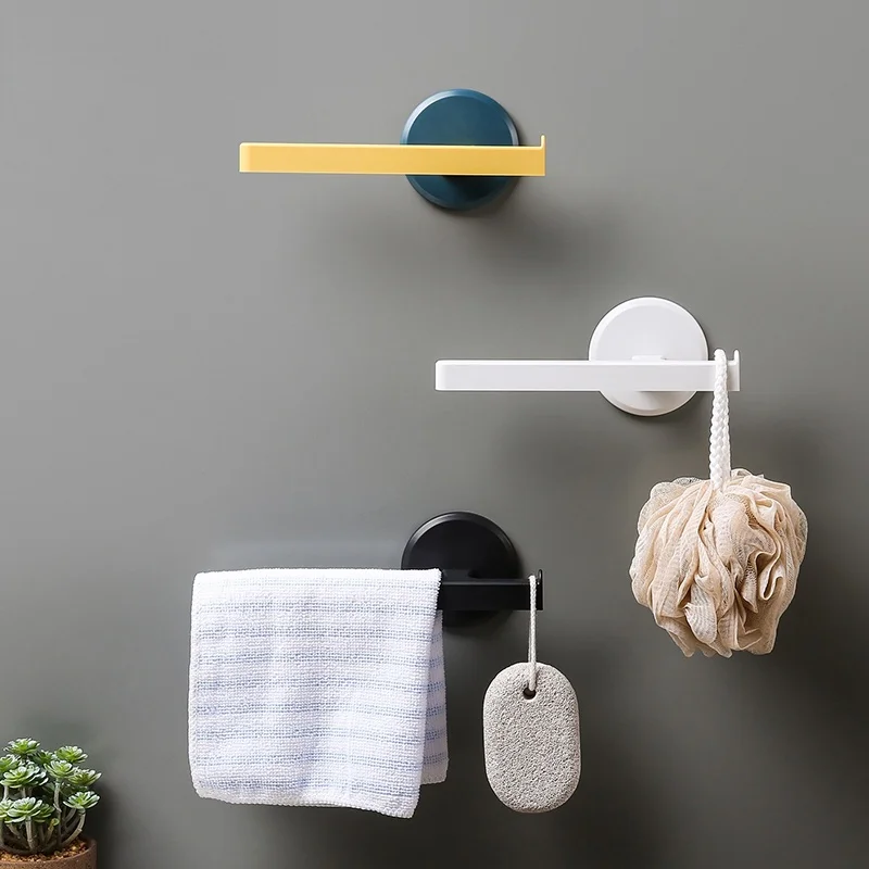 Self-adhesive Towel Holder Bathroom Organizer Wall Shelf Towel Hanger Bathroom Rail Hanger Kitchen Accessories