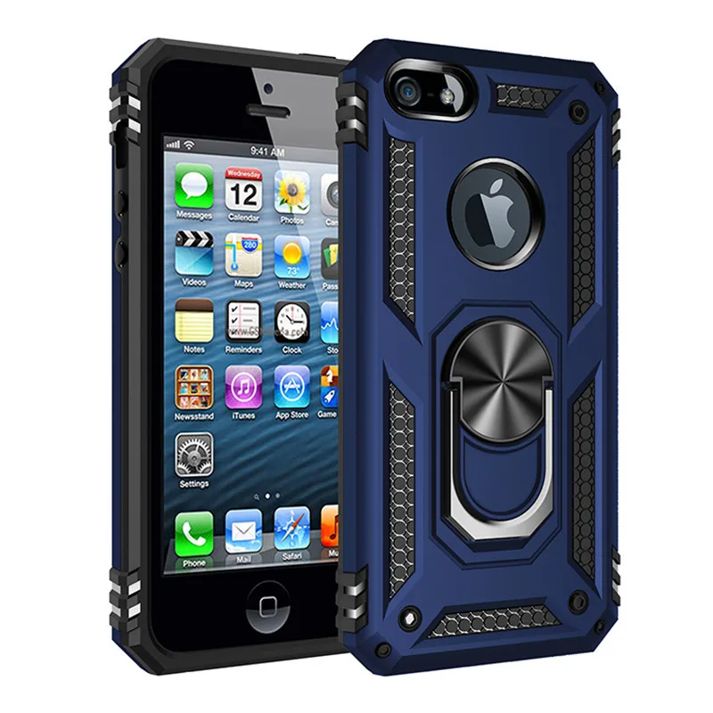 Coque Aimantée Avec Anneau Pour IPhone 12 à 16 - Noir, TPU+PC, Protection Anti-choc