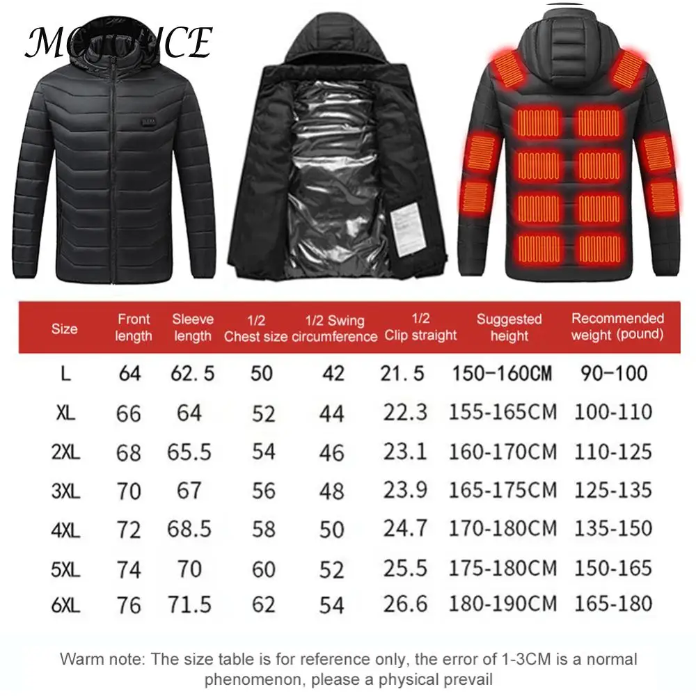21 Areas Heated Jacket Men Ski Thermal Clothing Heated Coat Heatable Cotton Jacket for Outdoor Hunting Hiking Camping Skiing 6