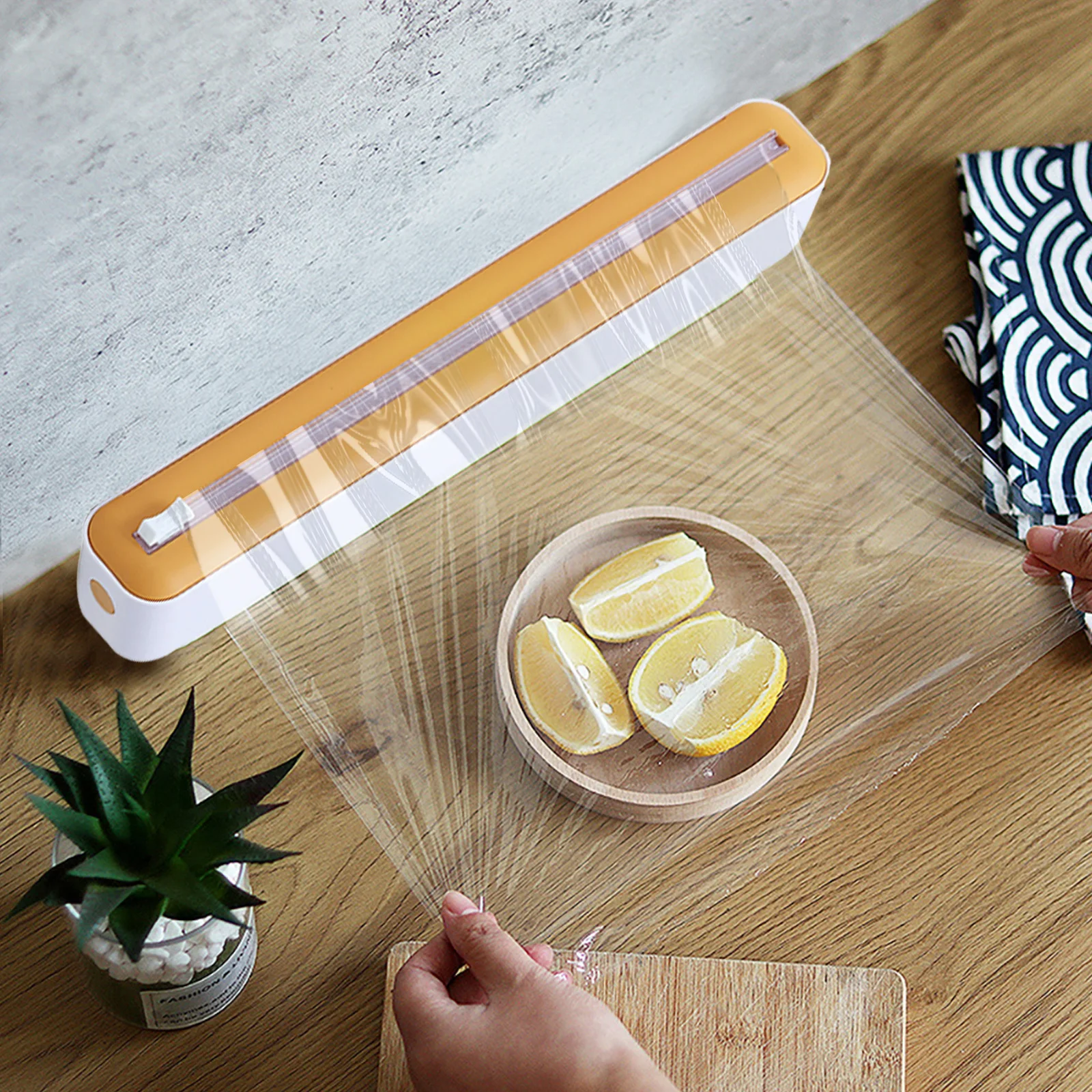 2 In 1 Magnetic Refillable Plastic Wrap Dispenser Cutter Aluminum Foil Dispenser Film Wrap Kitchen Tool