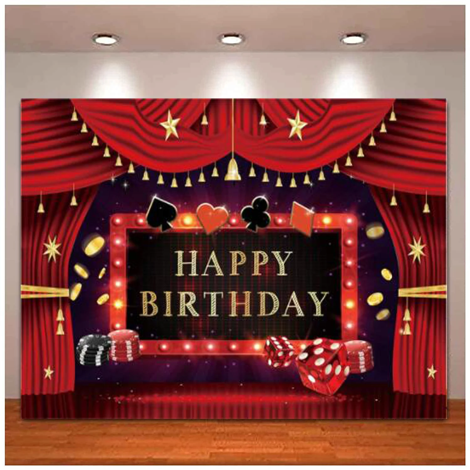 Las Vegas Party Photography Fondale Poker Theme Birthday Party Prom Casino Night Photo Background Cake Table Decoration Banner