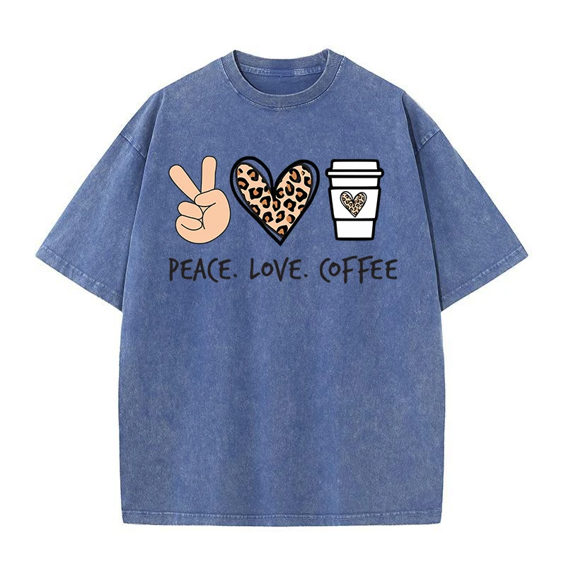 

Забавные футболки с графическим принтом Peace Love Coffee, Мужская модная дизайнерская свободная футболка, Повседневная летняя футболка, хлопковые мужские топы с эффектом потертости