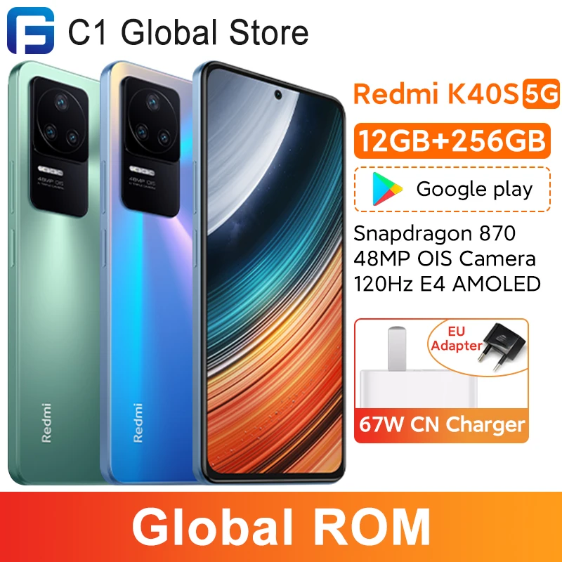  Global ROM Xiaomi Redmi K40S 5G 12GB 256GB Smartphone Snapdragon 870 Octa Core 48MP OIS Camera 67W  Charging Redmi K40 S 120Hz 